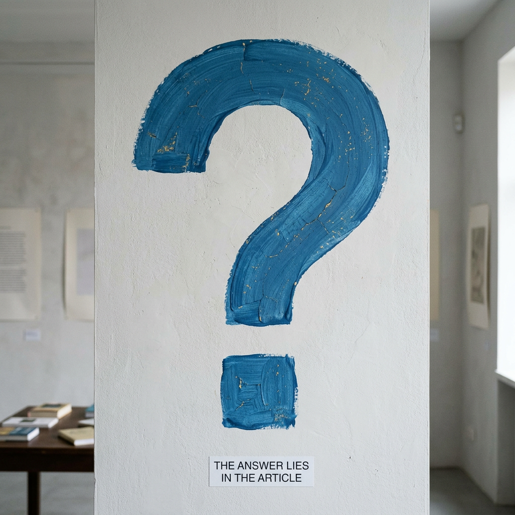 Large blue question mark with text reading THE ANSWER LIES IN THE ARTICLE